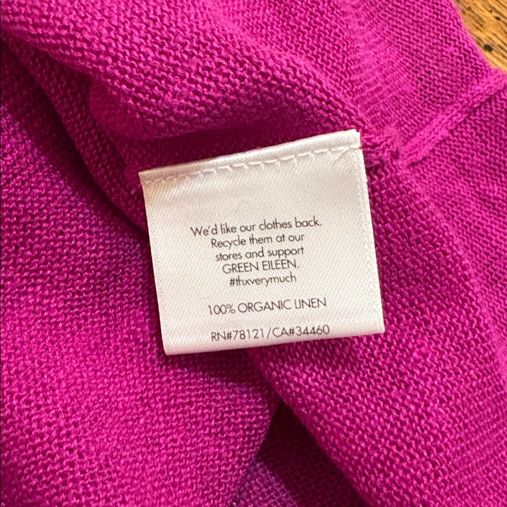 Eileen Fisher Fuchsia Organic Linen Short Sleeve Top - Picture 5 of 5